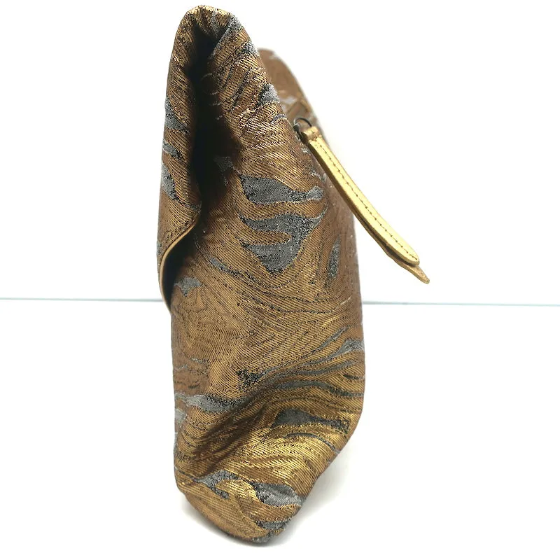 Dries Van Noten Envelope Clutch Gold Metallic Jacquard Bag