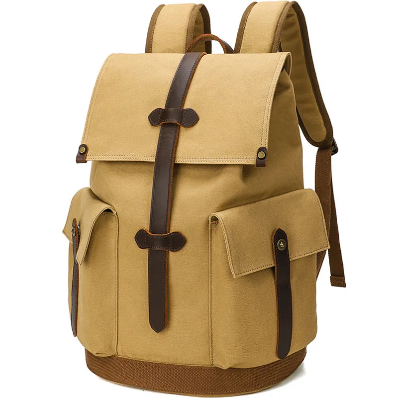 Durable Canvas Backpack Retro Travel Bookbag