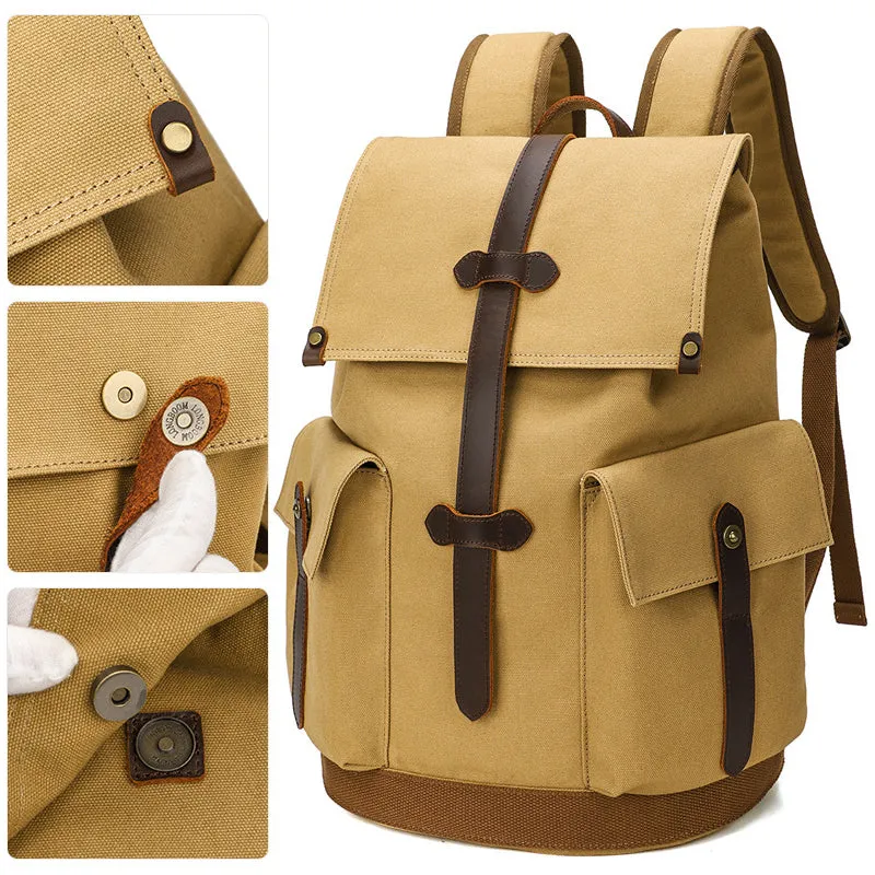 Durable Canvas Backpack Retro Travel Bookbag