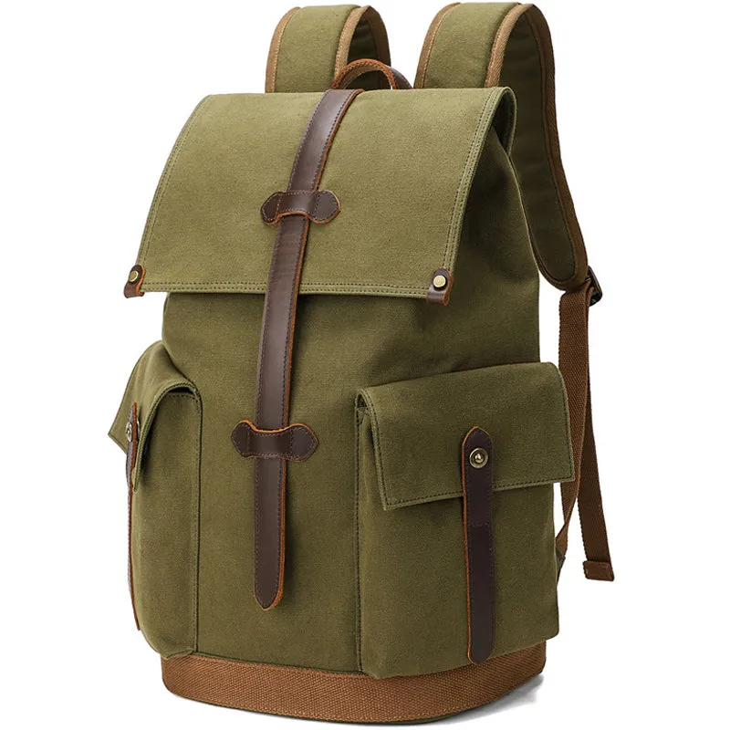Durable Canvas Backpack Retro Travel Bookbag