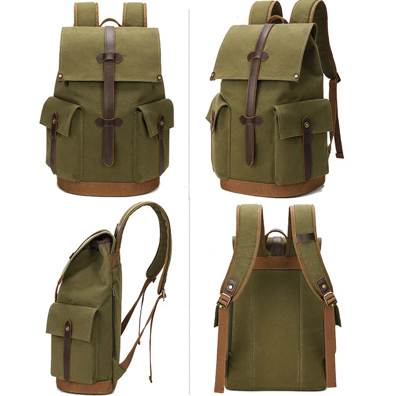 Durable Canvas Backpack Retro Travel Bookbag