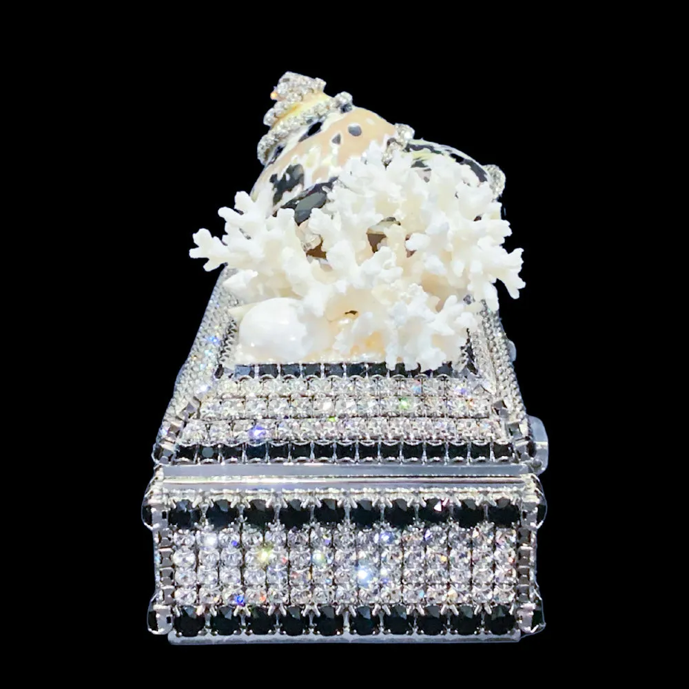 Ebony & Ivory Shell Cluster Keepsake Box Featuring Premium Crystal