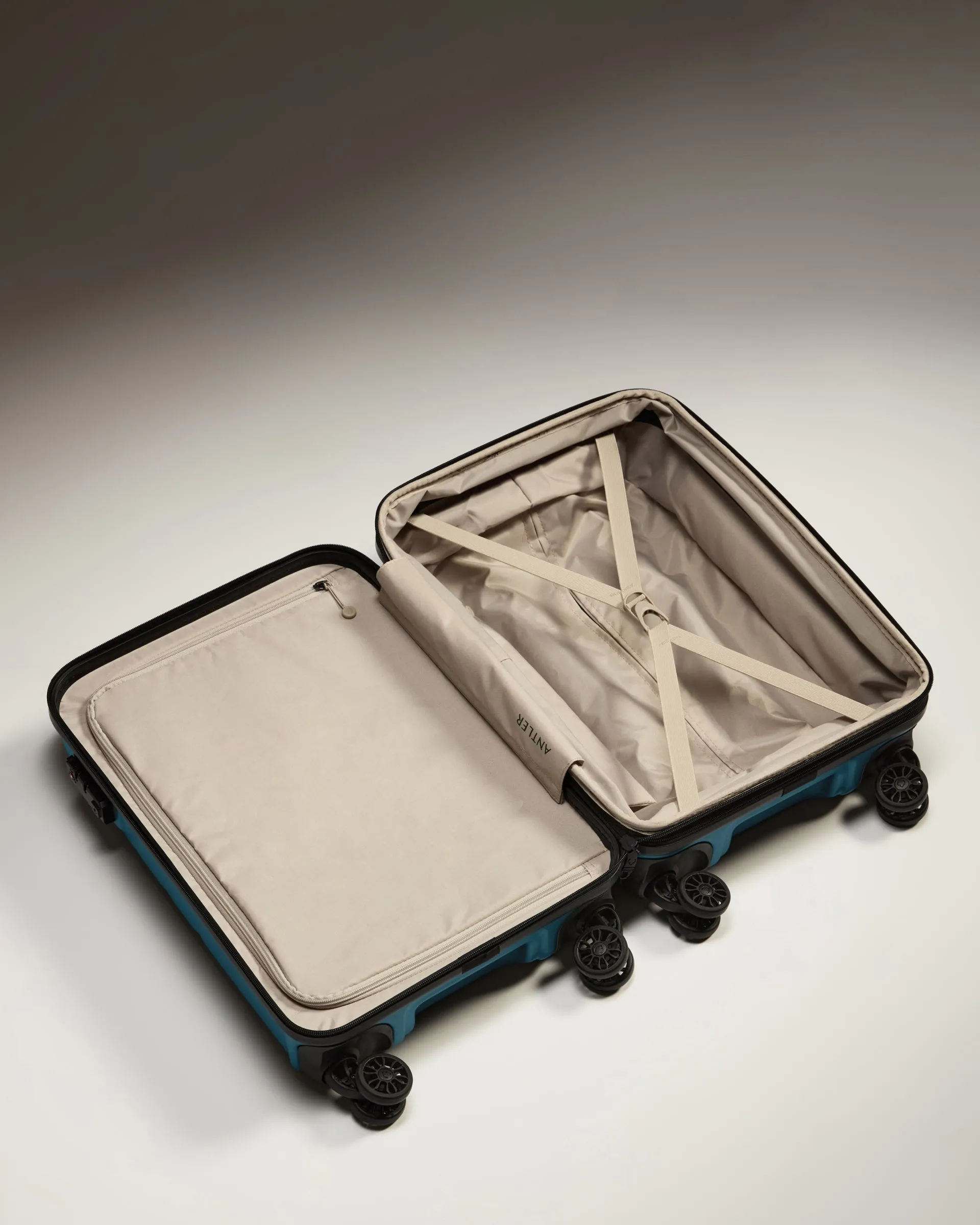 Expandable Carry-on Luggage in Soft Blue - Logo