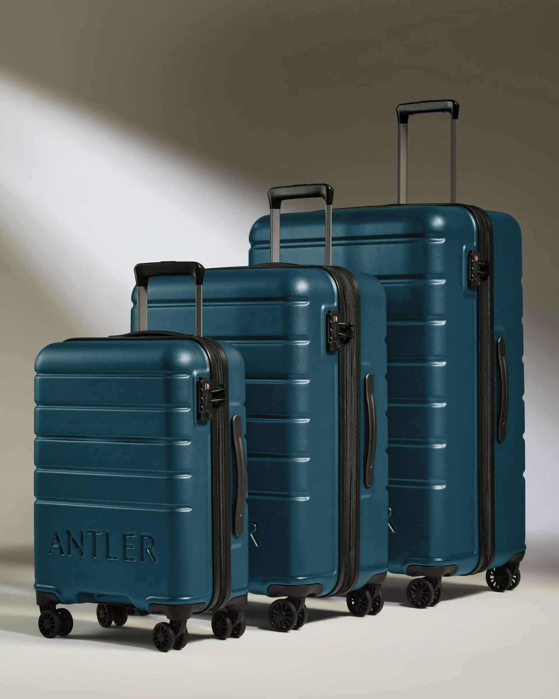 Expandable Carry-on Luggage Set in Soft Blue - Logo