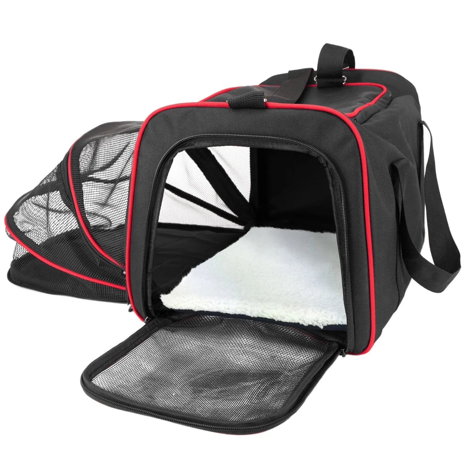 Expandable Soft Sided Airline Approved Pet Carrier with Padded Insert