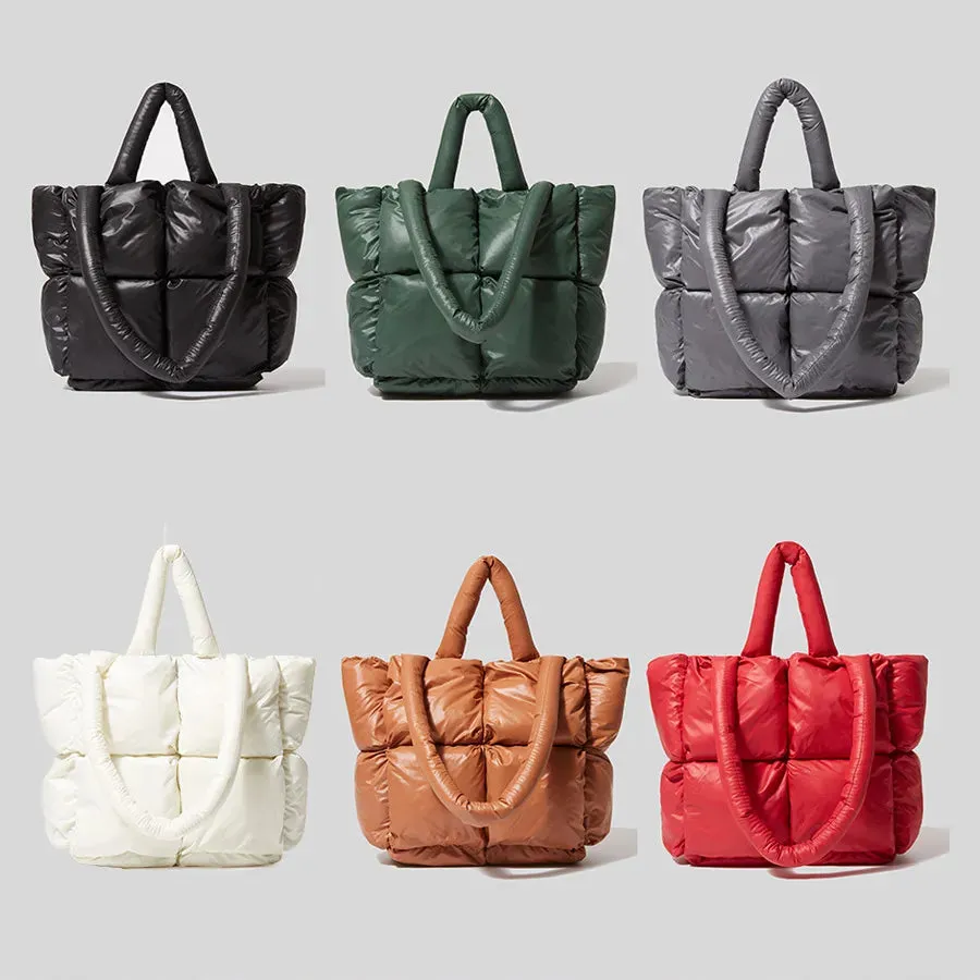 Fashion Large Tote Padded Handbags Designer Quilted Women Shoulder Bags Luxury Nylon Down Cotton Crossbody Bag Winter Purse