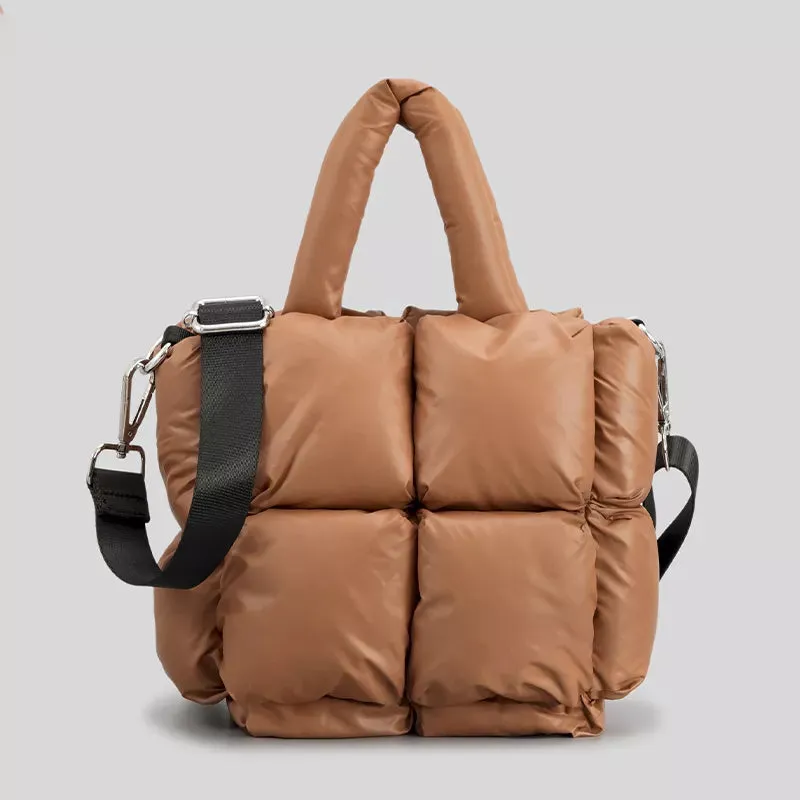 Fashion Large Tote Padded Handbags Designer Quilted Women Shoulder Bags Luxury Nylon Down Cotton Crossbody Bag Winter Purse