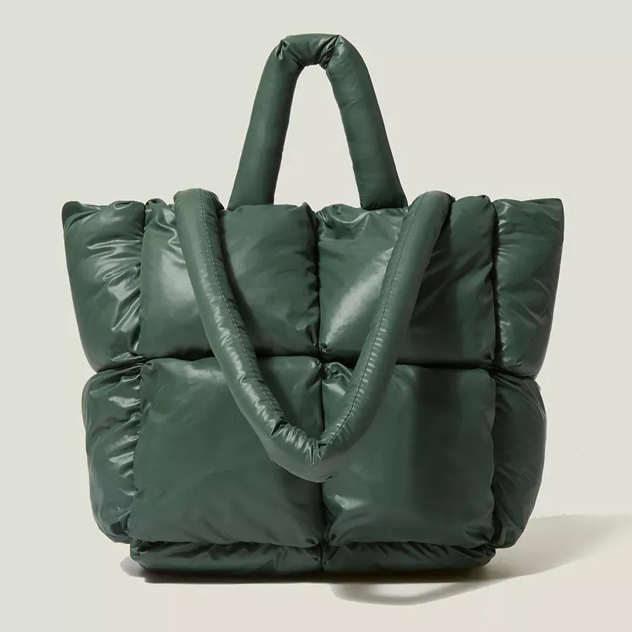 Fashion Large Tote Padded Handbags Designer Quilted Women Shoulder Bags Luxury Nylon Down Cotton Crossbody Bag Winter Purse