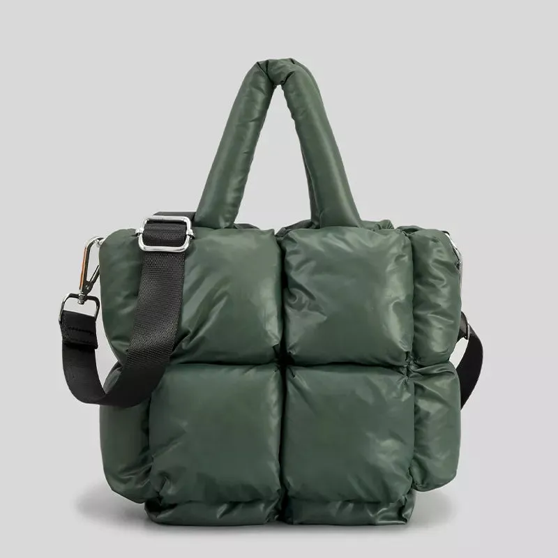 Fashion Large Tote Padded Handbags Designer Quilted Women Shoulder Bags Luxury Nylon Down Cotton Crossbody Bag Winter Purse