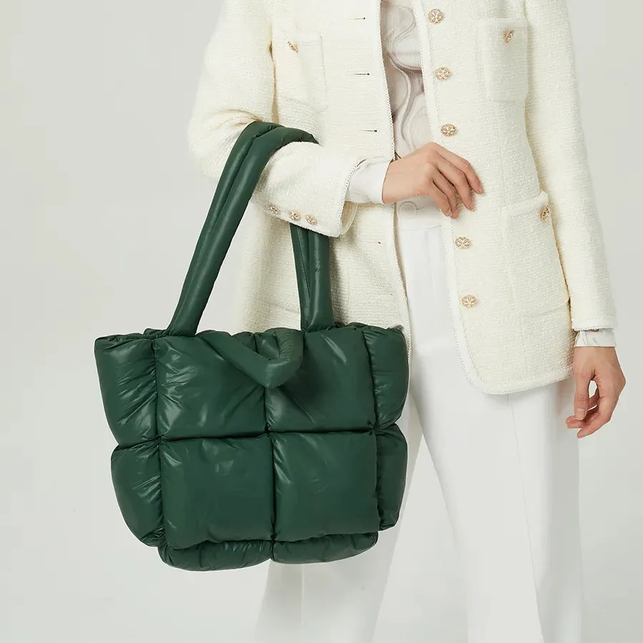 Fashion Large Tote Padded Handbags Designer Quilted Women Shoulder Bags Luxury Nylon Down Cotton Crossbody Bag Winter Purse