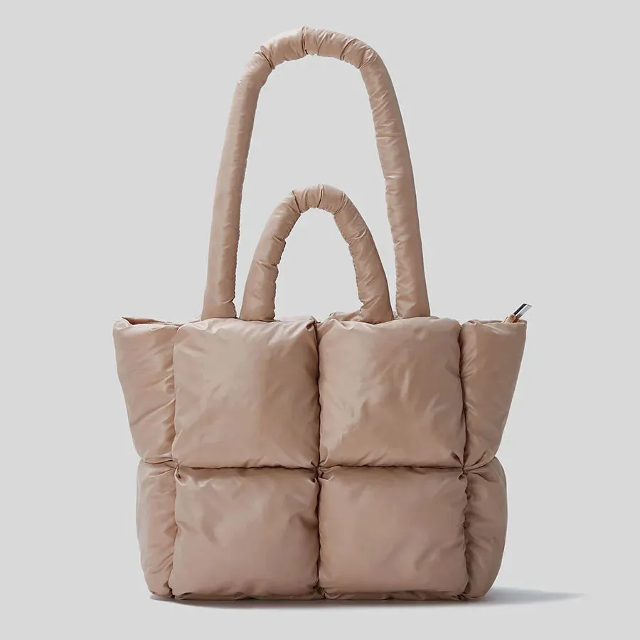 Fashion Large Tote Padded Handbags Designer Quilted Women Shoulder Bags Luxury Nylon Down Cotton Crossbody Bag Winter Purse