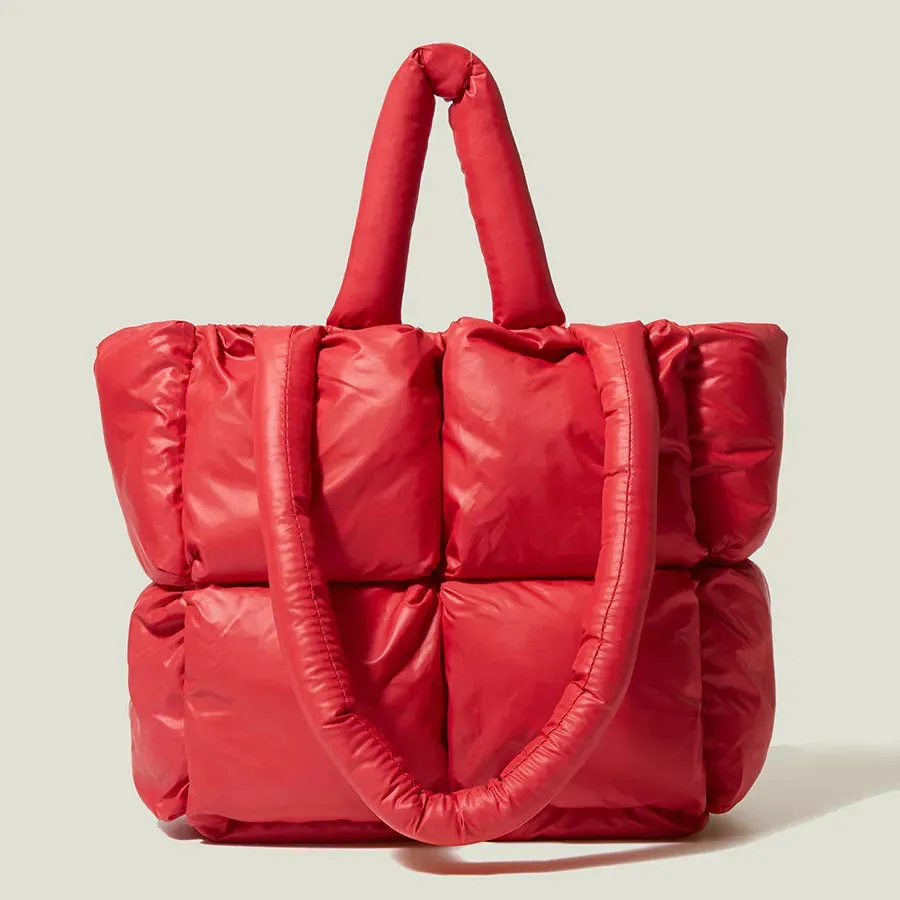 Fashion Large Tote Padded Handbags Designer Quilted Women Shoulder Bags Luxury Nylon Down Cotton Crossbody Bag Winter Purse