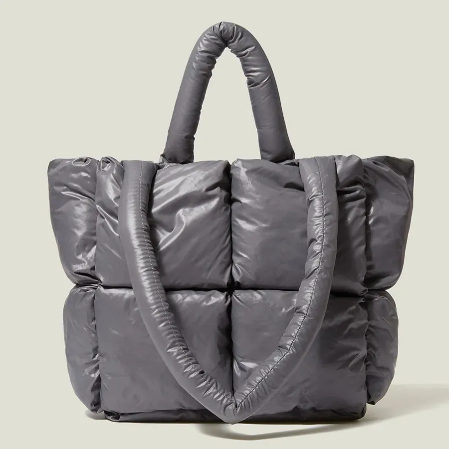 Fashion Large Tote Padded Handbags Designer Quilted Women Shoulder Bags Luxury Nylon Down Cotton Crossbody Bag Winter Purse