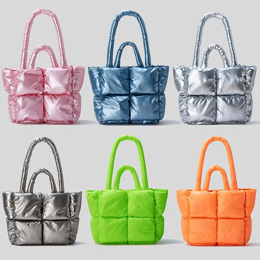 Fashion Large Tote Padded Handbags Designer Quilted Women Shoulder Bags Luxury Nylon Down Cotton Crossbody Bag Winter Purse