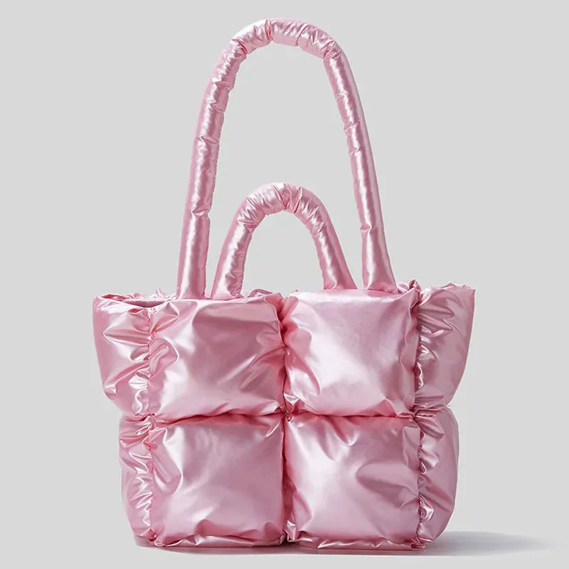 Fashion Large Tote Padded Handbags Designer Quilted Women Shoulder Bags Luxury Nylon Down Cotton Crossbody Bag Winter Purse
