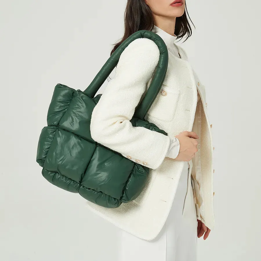 Fashion Large Tote Padded Handbags Designer Quilted Women Shoulder Bags Luxury Nylon Down Cotton Crossbody Bag Winter Purse