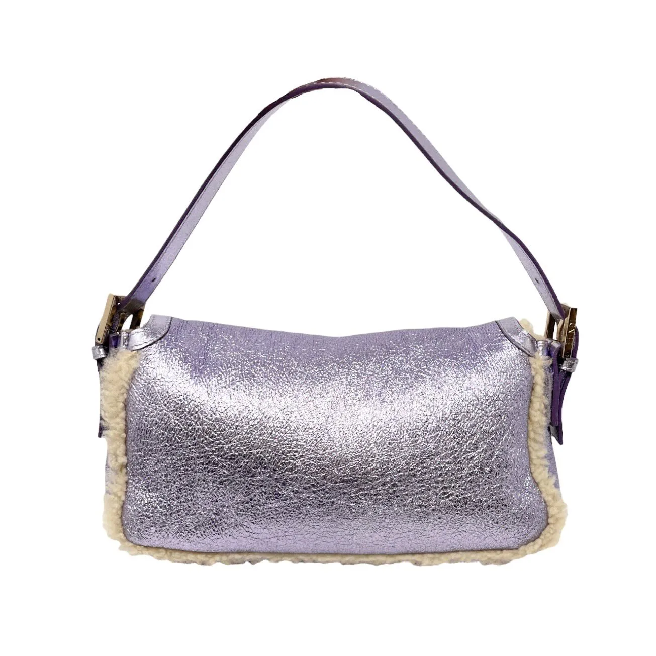 Fendi Purple Metallic Shearling Baguette