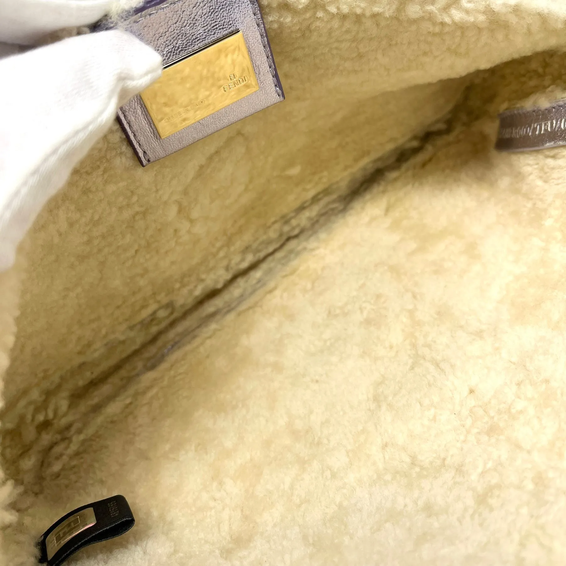 Fendi Purple Metallic Shearling Baguette