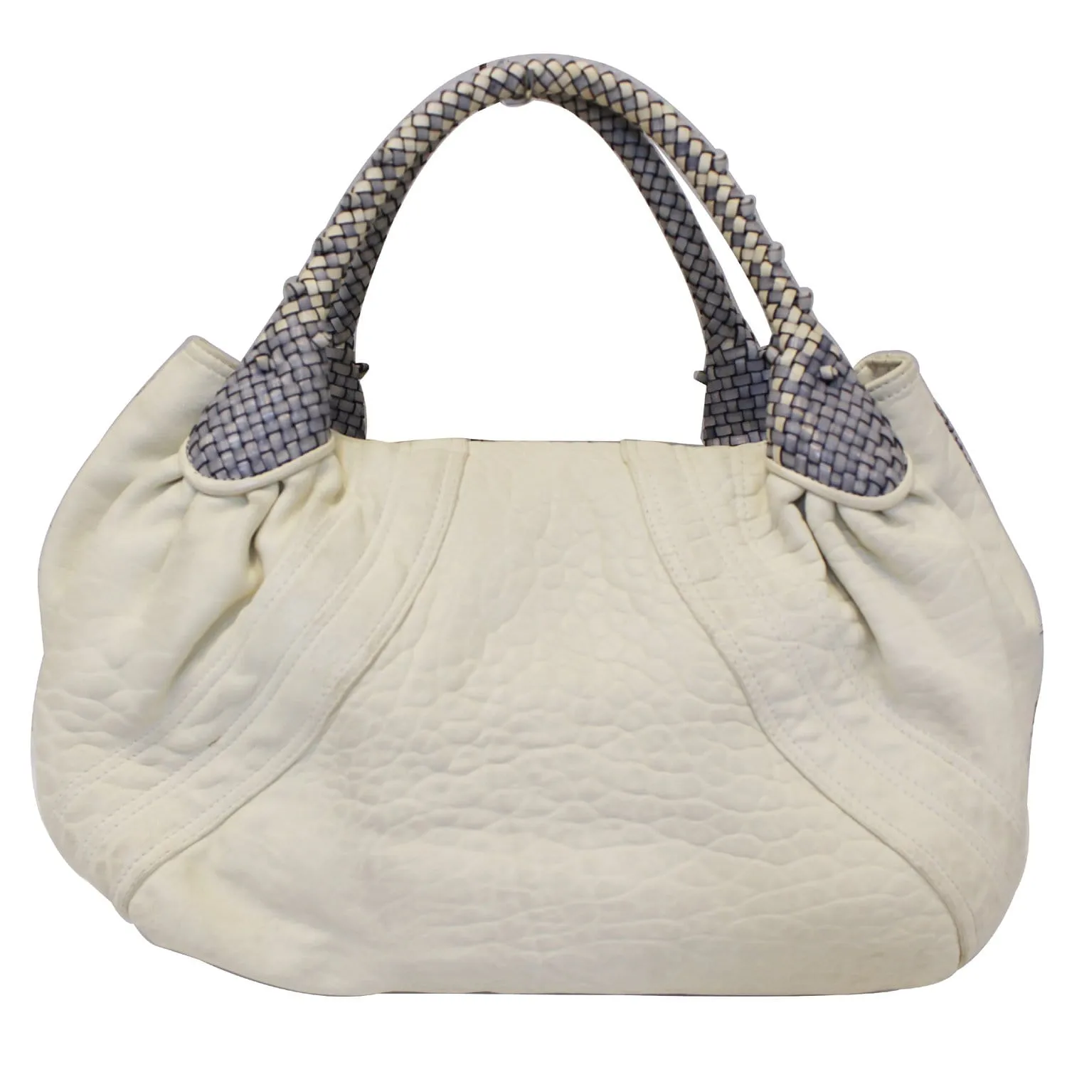 FENDI Spy White Leather Satchel Bag