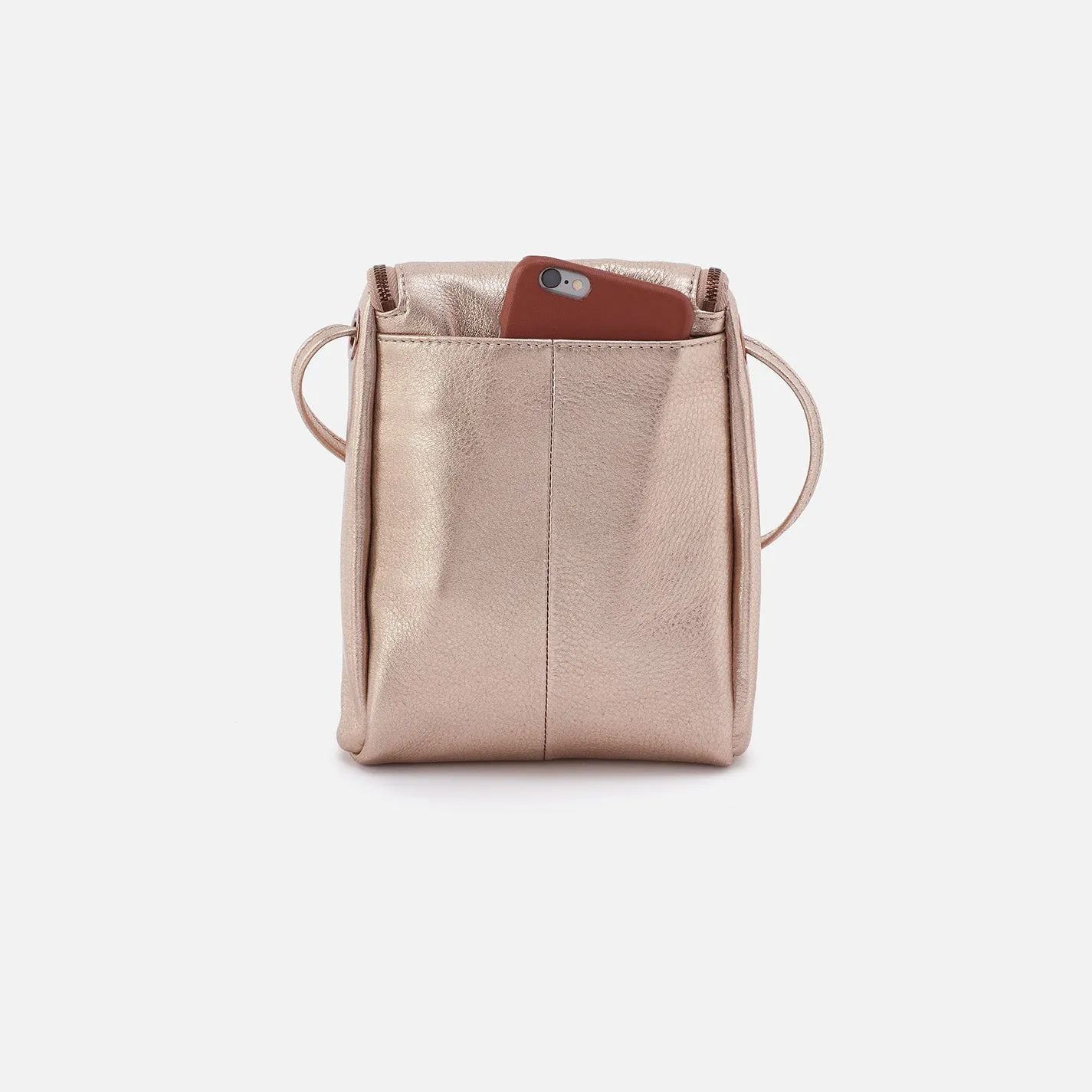 Fern Crossbody In Metallic Leather - Pink Gold Metallic