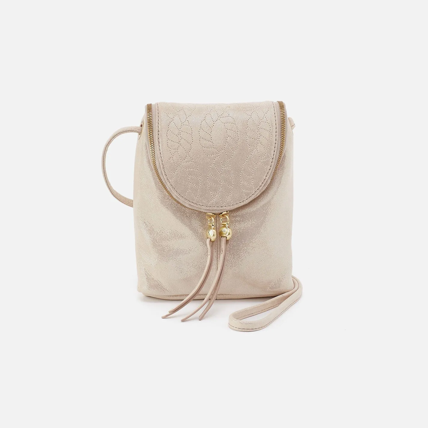 Fern Crossbody In Metallic Leather - Sand Shimmer