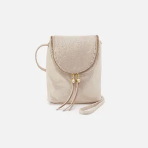 Fern Crossbody In Metallic Leather - Sand Shimmer