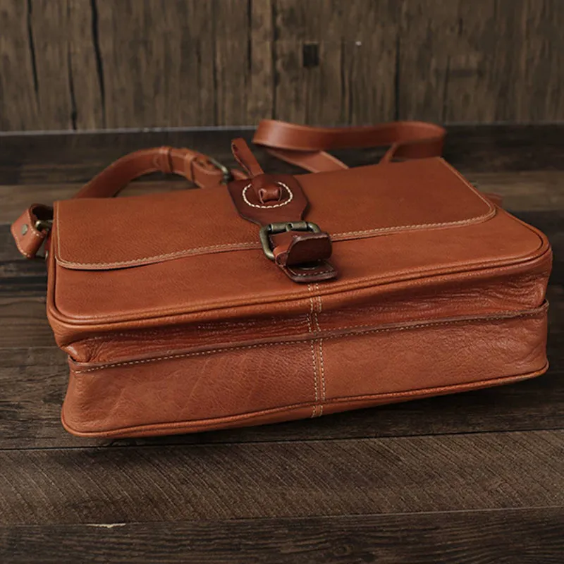 Flash Sale Full Grain Leather Satchel Bag Mens Leather Messenger Bag Leather Crossbody Bag