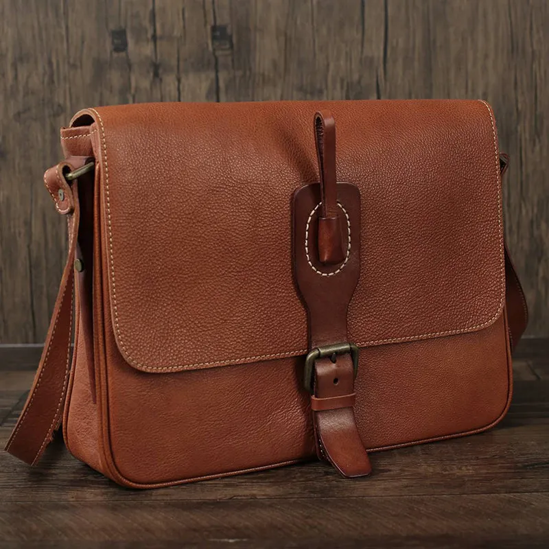 Flash Sale Full Grain Leather Satchel Bag Mens Leather Messenger Bag Leather Crossbody Bag