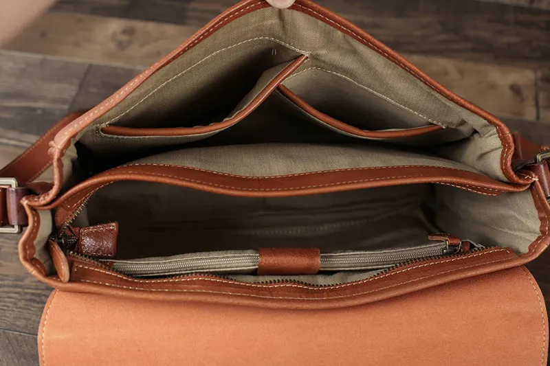 Flash Sale Full Grain Leather Satchel Bag Mens Leather Messenger Bag Leather Crossbody Bag
