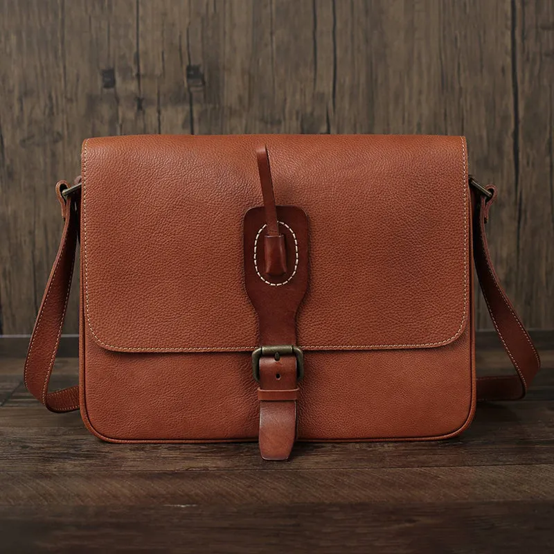 Flash Sale Full Grain Leather Satchel Bag Mens Leather Messenger Bag Leather Crossbody Bag