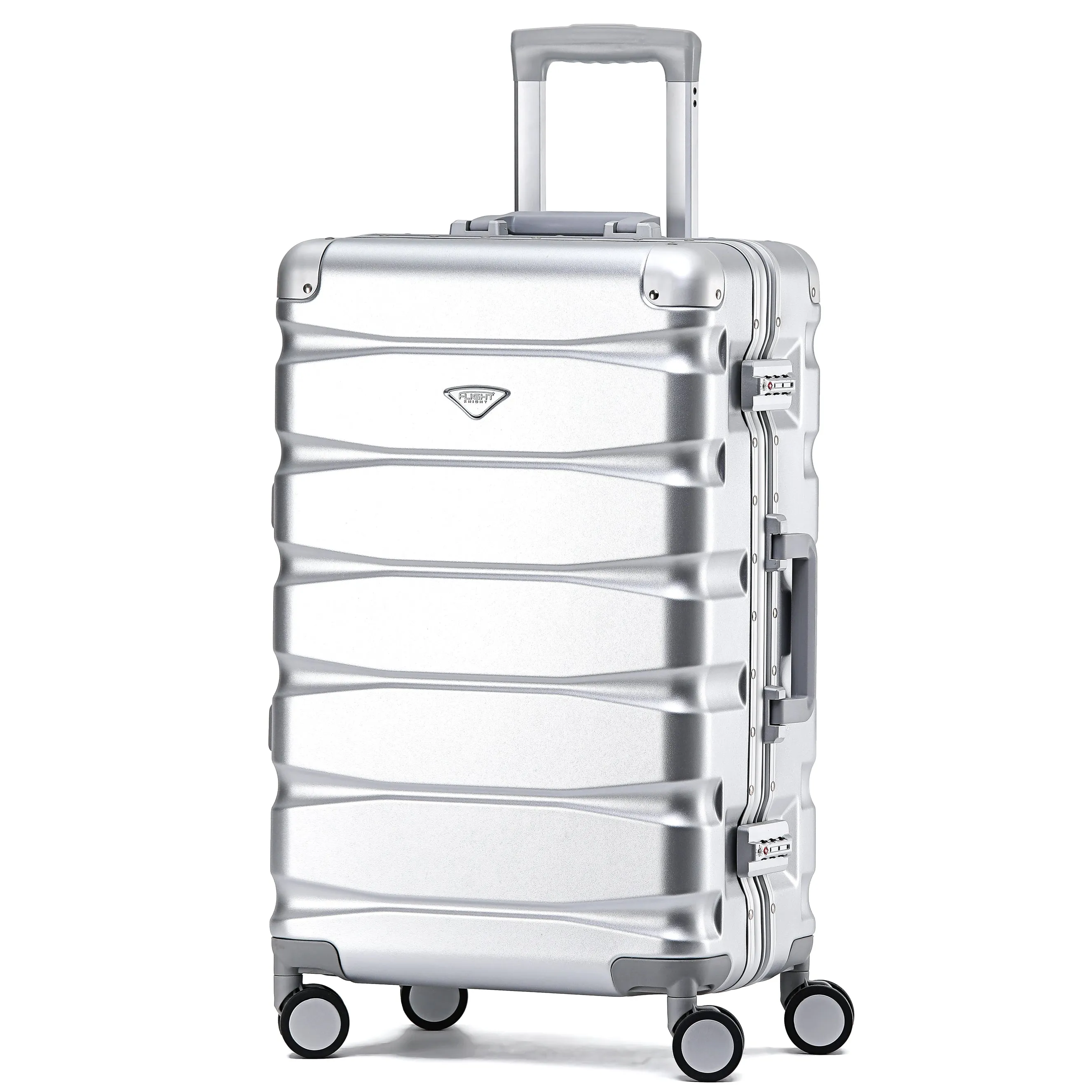 Flight Knight Premium Travel Suitcase - 8 Spinner Wheels - Built-in TSA Lock Lightweight Aluminium Frame, ABS Hard Shell Carry on Check in Luggage Highly Durable - Approved for Over 100 Airlines