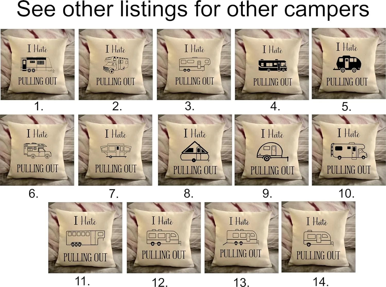 Funny Campsite decor Throw Pillow - I hate Pulling out Camping pillow cover - USA personalized Pillow cover - Custom Gift for Camper for Small Travel Trailer