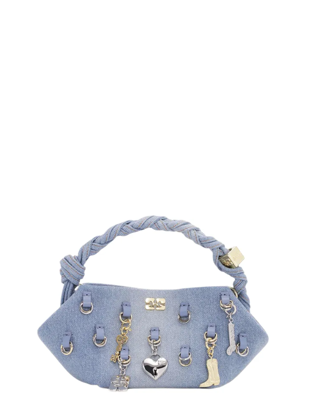 Ganni Bou Bag Mini Denim With Charms in Faded Denim