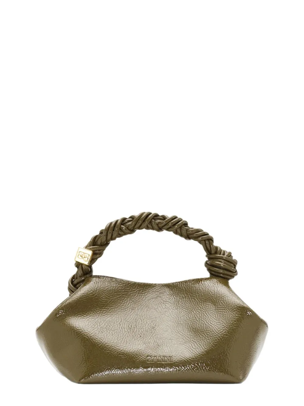 Ganni Small Bou Bag in Patent Military Olive