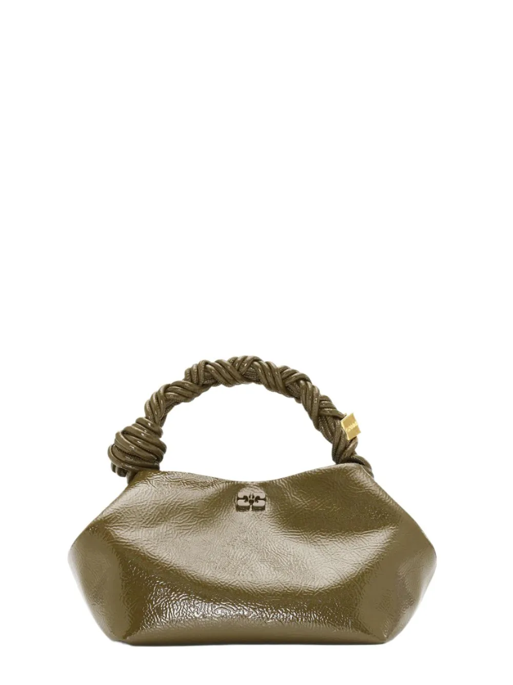 Ganni Small Bou Bag in Patent Military Olive