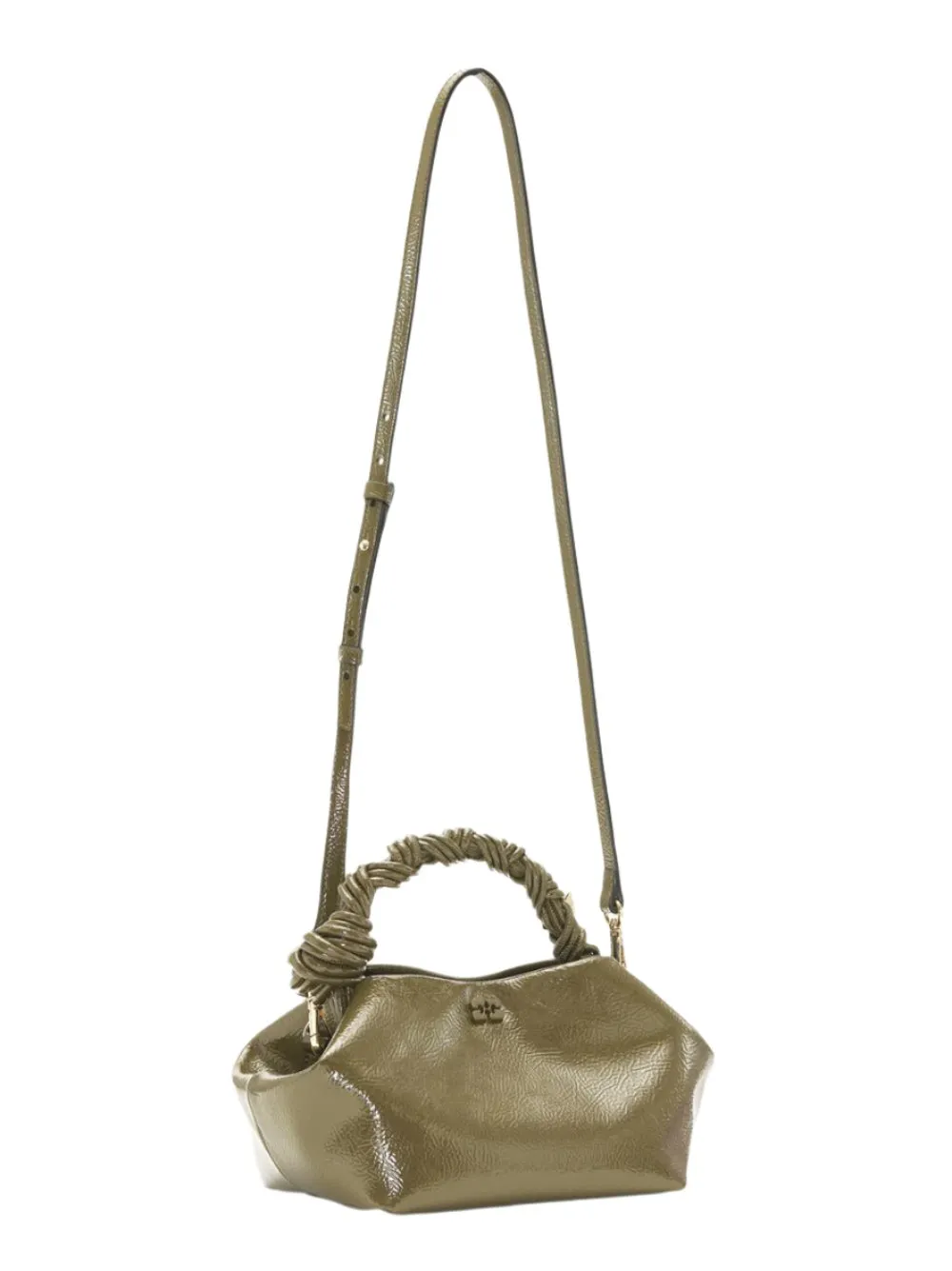 Ganni Small Bou Bag in Patent Military Olive
