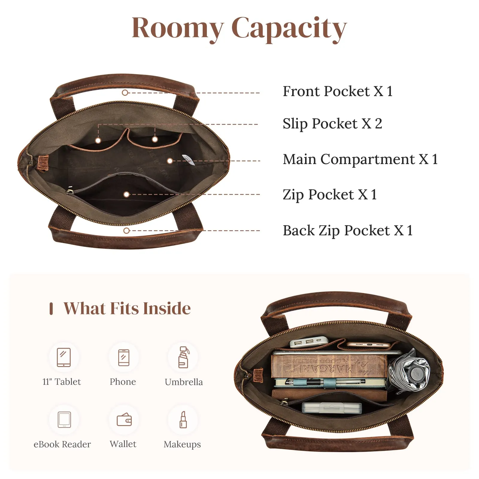 Genuine Leather Top-Handle Satchel Bags