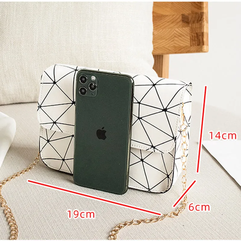 Geometric Chain Strap Crossbody Bag