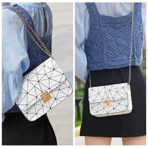 Geometric Chain Strap Crossbody Bag