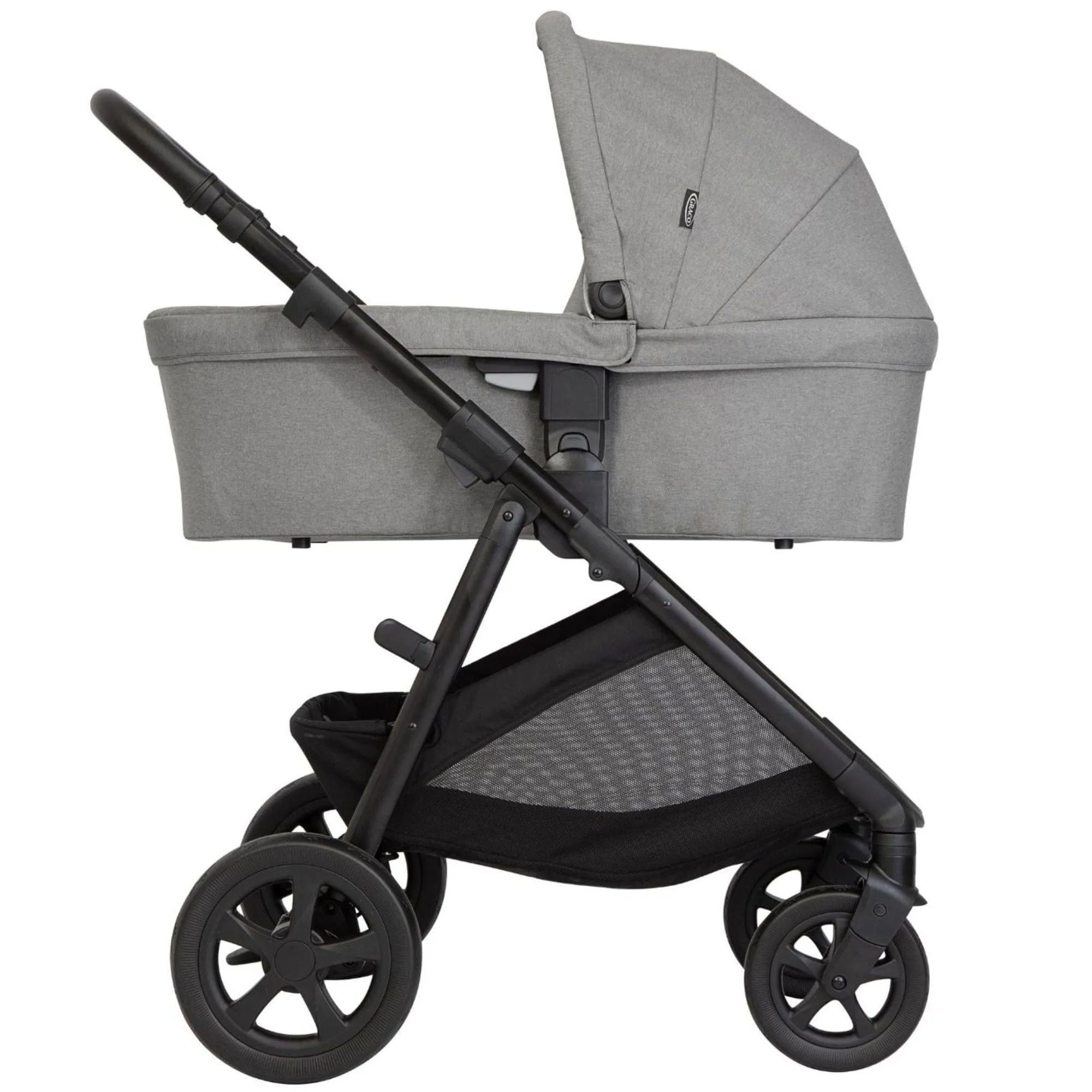 Graco Near2Me DLX Trio (Pushchair, Carrycot, Snuglite & Snugturn) in Ash/Black