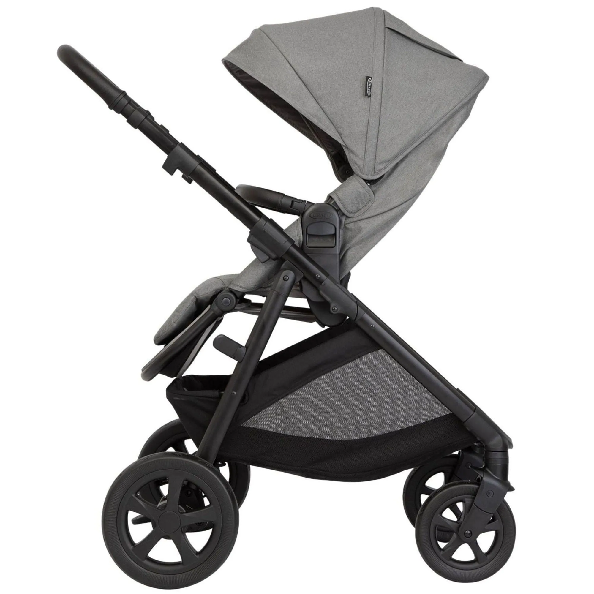 Graco Near2Me DLX Trio (Pushchair, Carrycot, Snuglite & Snugturn) in Ash/Black