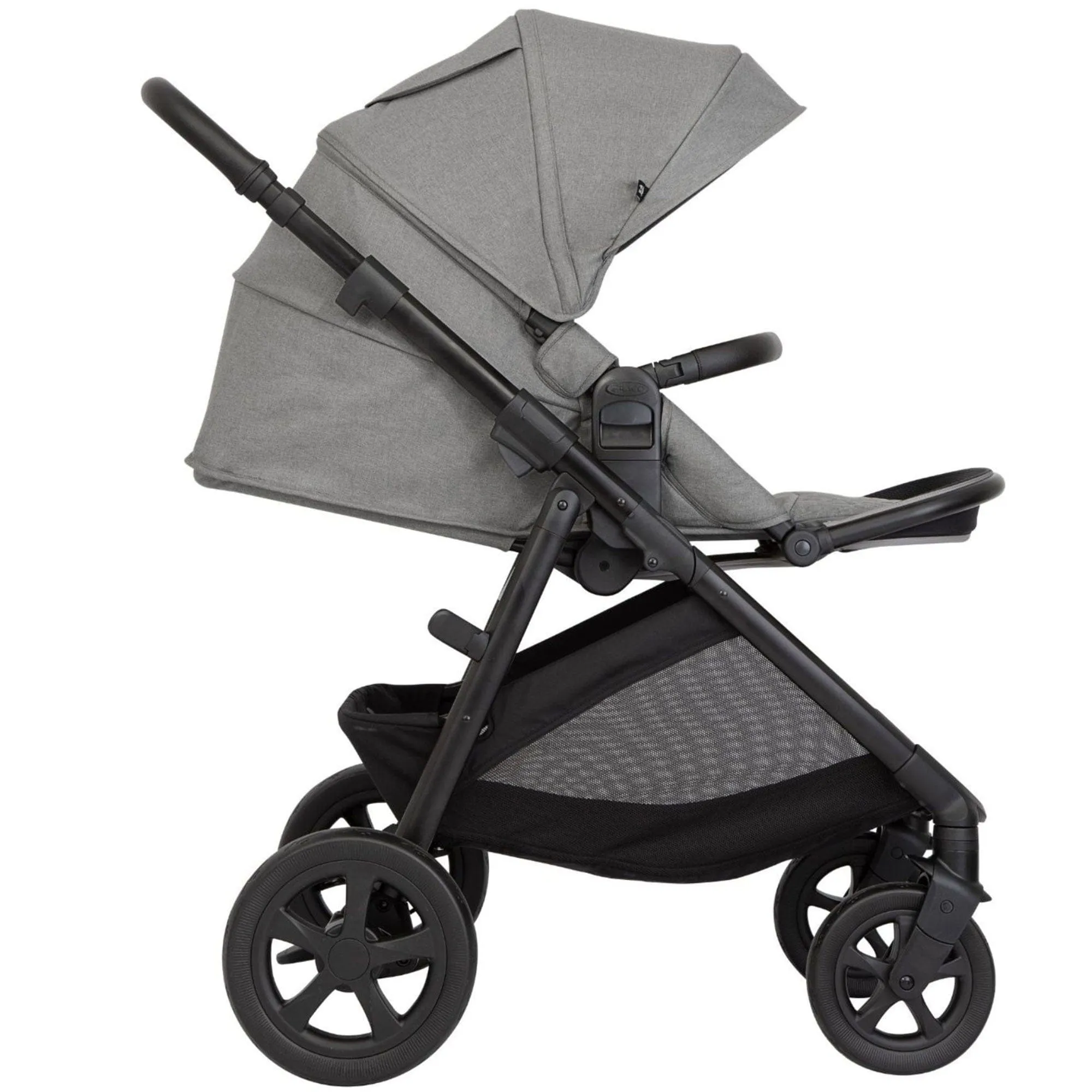 Graco Near2Me DLX Trio (Pushchair, Carrycot, Snuglite & Snugturn) in Ash/Black