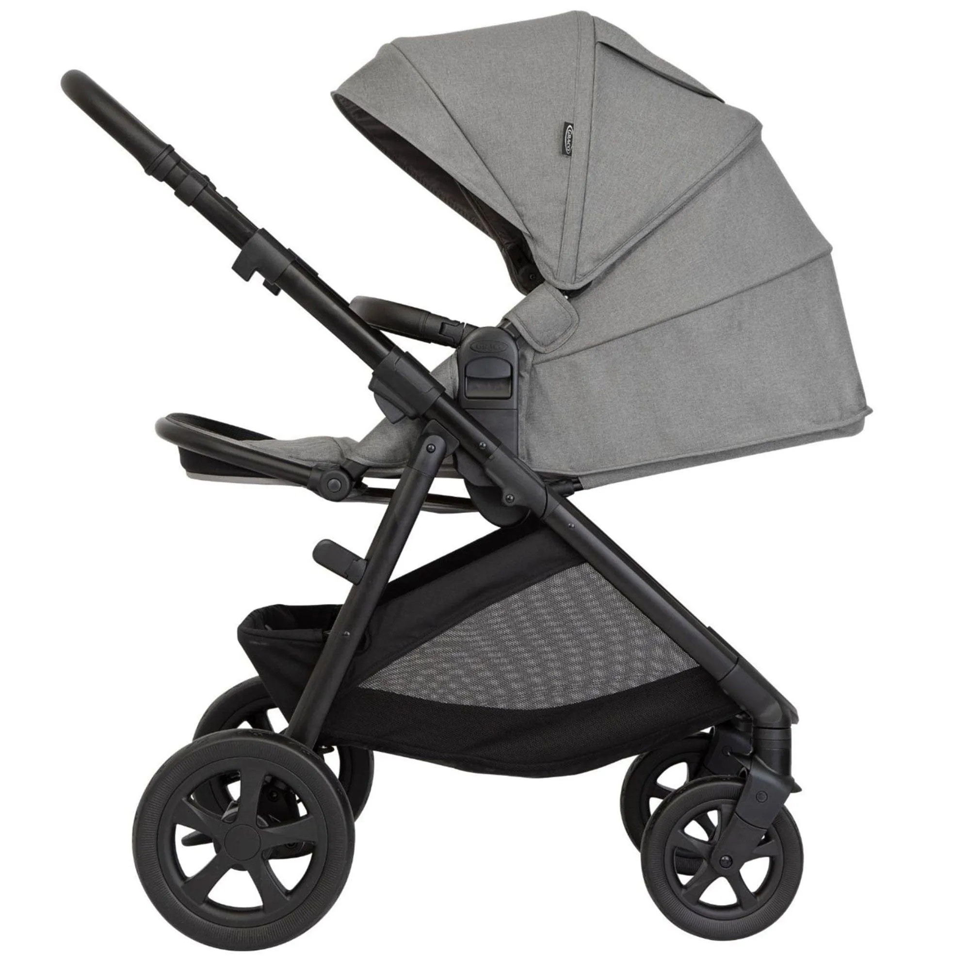 Graco Near2Me DLX Trio (Pushchair, Carrycot, Snuglite & Snugturn) in Ash/Black