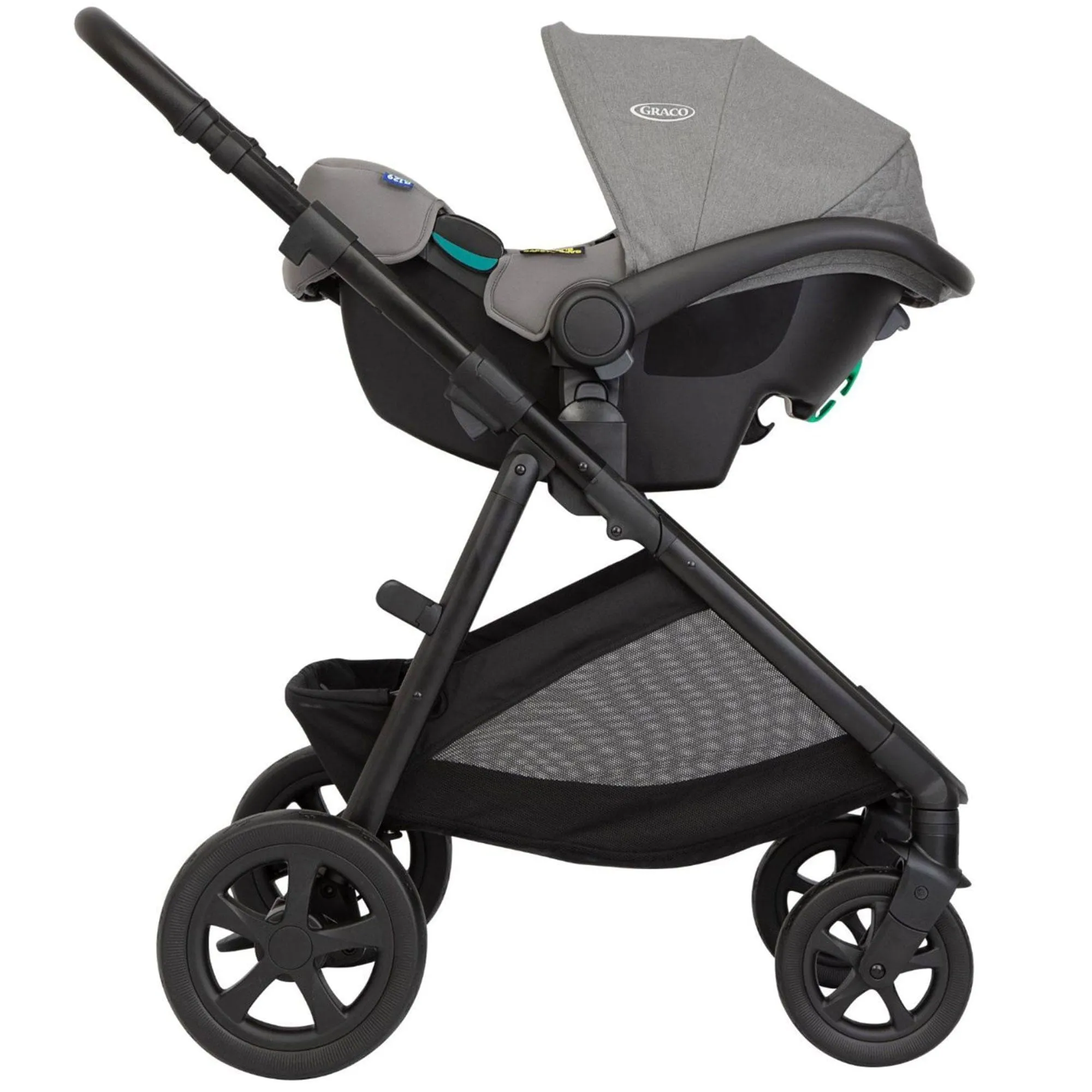 Graco Near2Me DLX Trio (Pushchair, Carrycot, Snuglite & Snugturn) in Ash/Black
