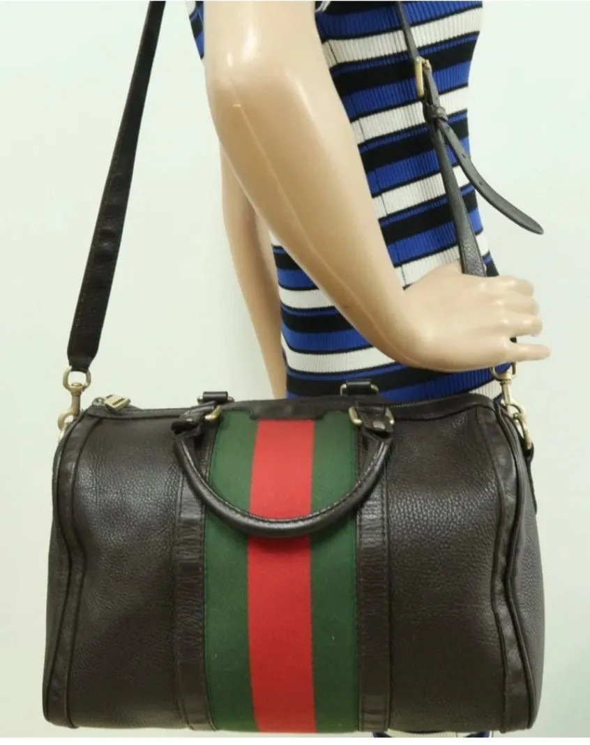Gucci Boston Brown Leather Satchel Bag