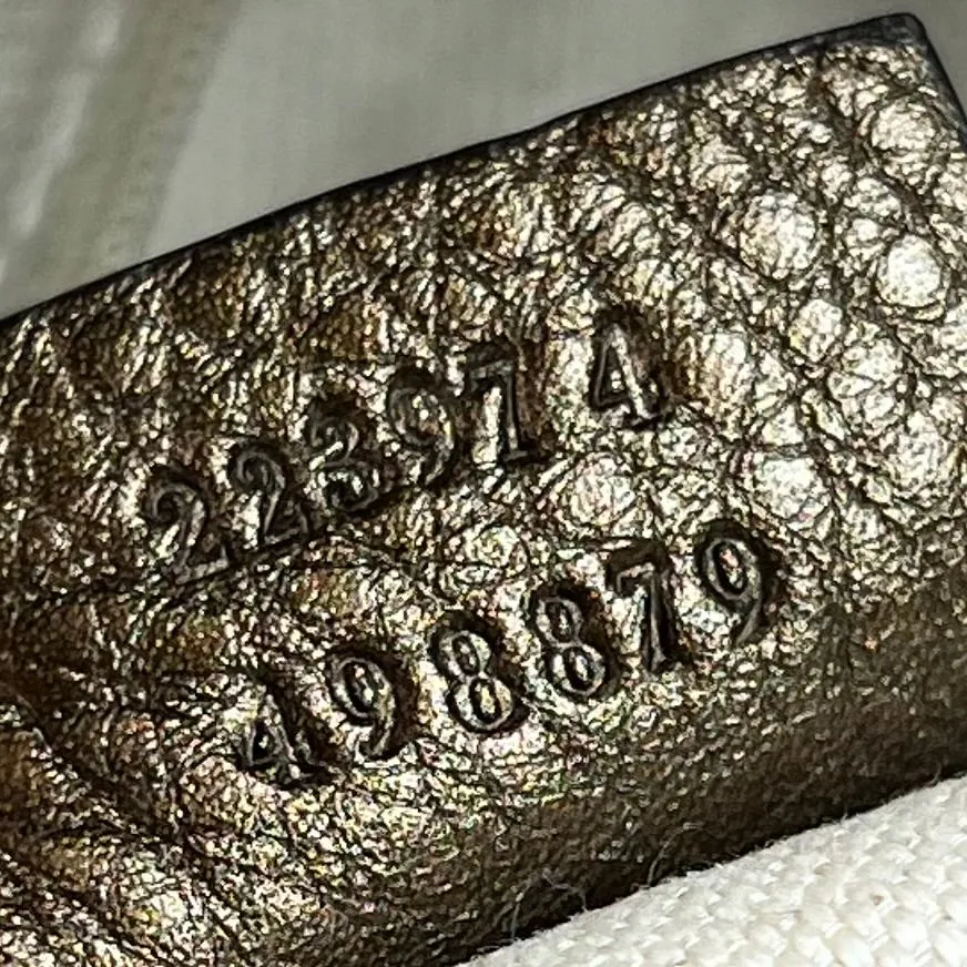 GUCCI Metallic Gold Grained Leather Two-Way Satchel Bag