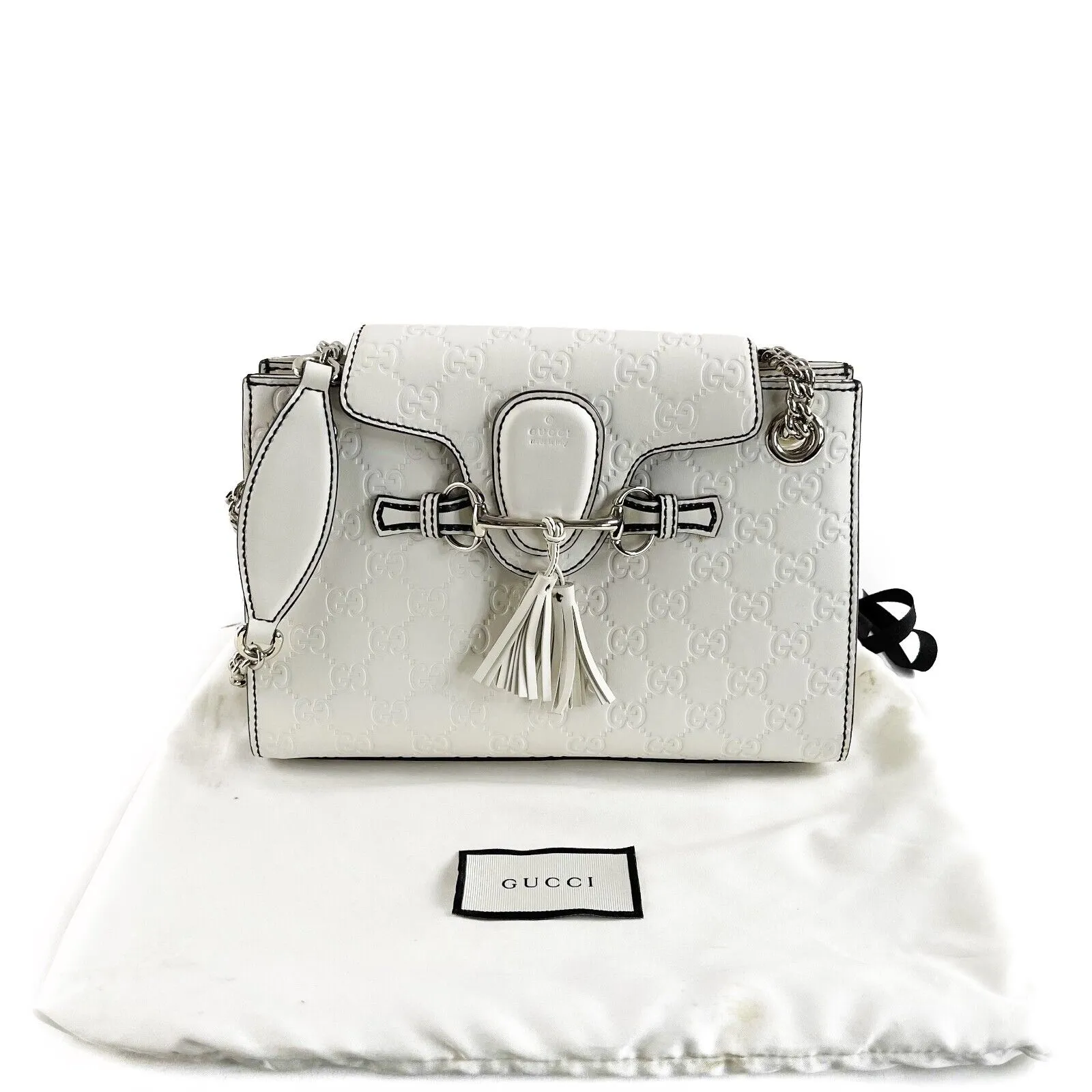 Gucci - Very Good - Emily Chain Flap Guccissima Medium - Off White - Handbag