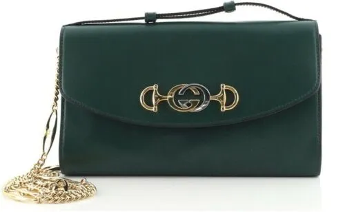 Gucci Zumi Shoulder Bag Mini Leather Green Designer Handbag Bag Purse Italy New