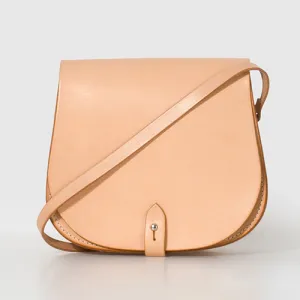 Handmade Beige Leather Satchel Saddle Bags Purses