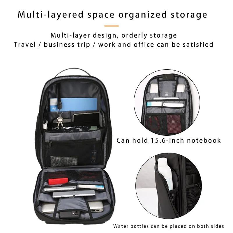 Hard Shell Backpack for Men Waterproof USB Charging Port Business Travel Backpacks